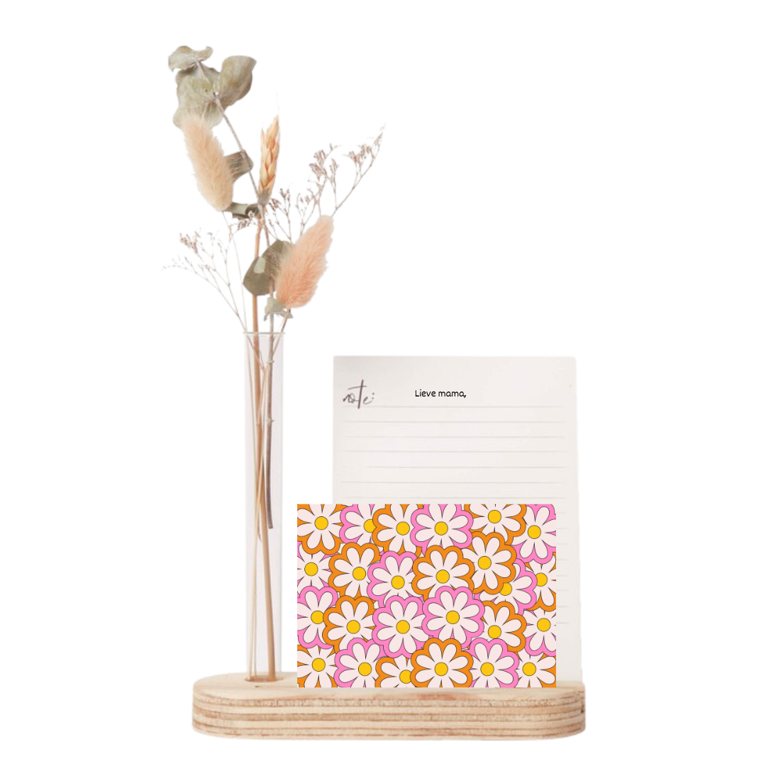 Kaartenhouder met bloemenvaasje
