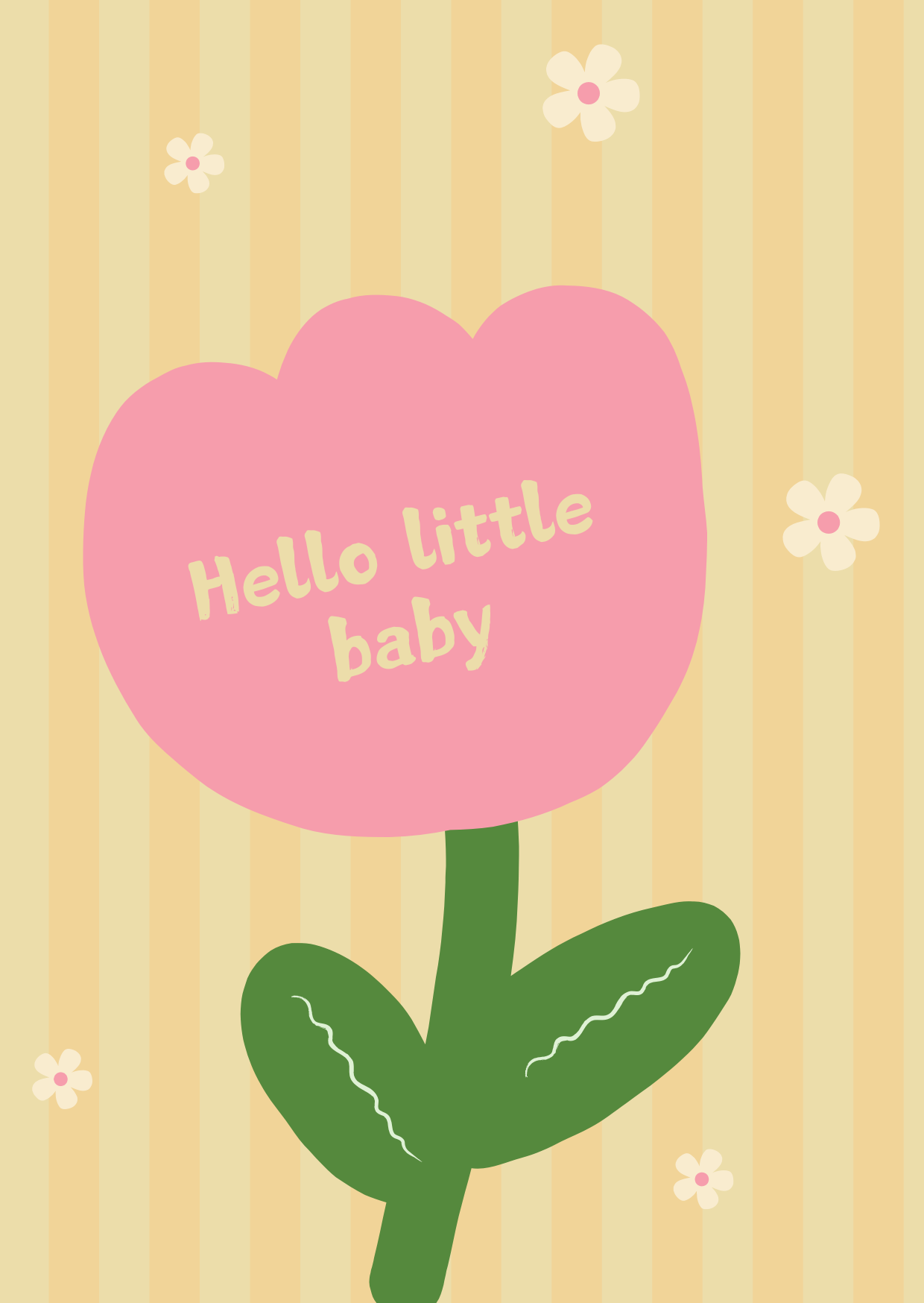 Wenskaart Hello little baby (girl)