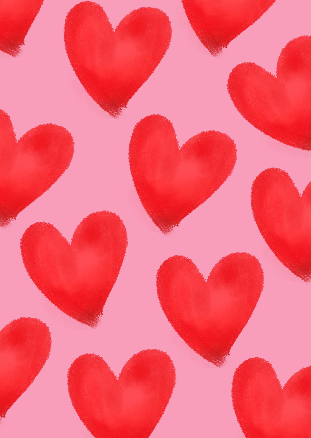 Wenskaart Hartjes rood