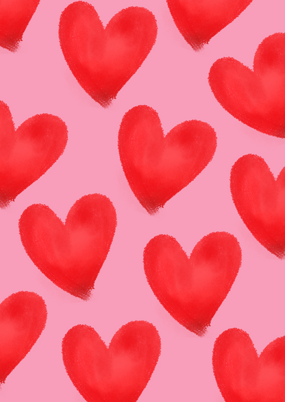 Wenskaart Hartjes rood