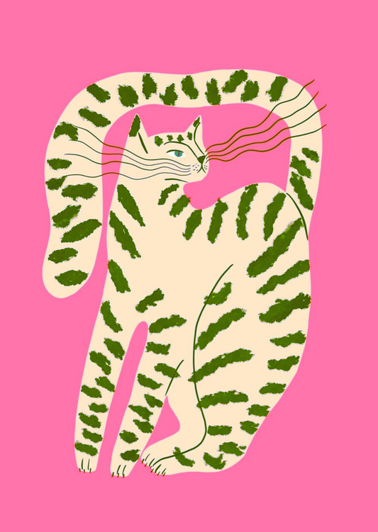 Wenskaart Picasso kat roze