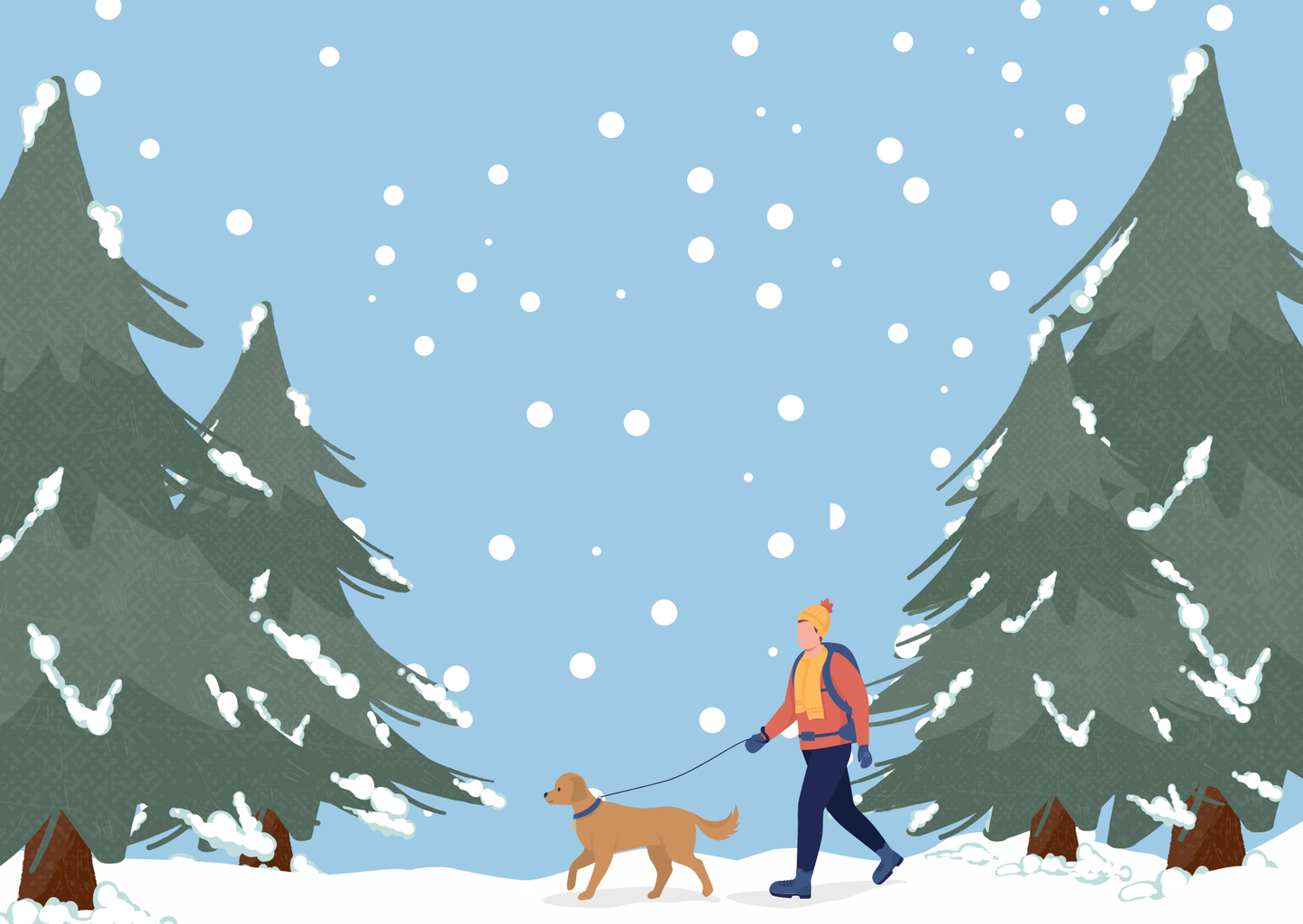 Wenskaart Hond in de sneeuw