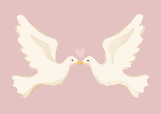 Wenskaart Tortelduifjes