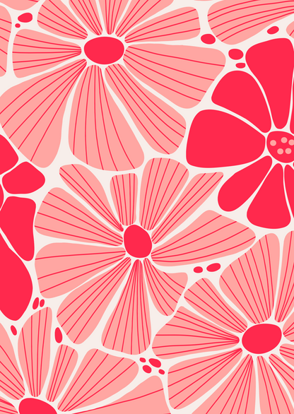 Wenskaart pink flowers